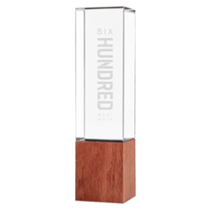 Cuboid Shaped Crystal Awards with Wooden Base